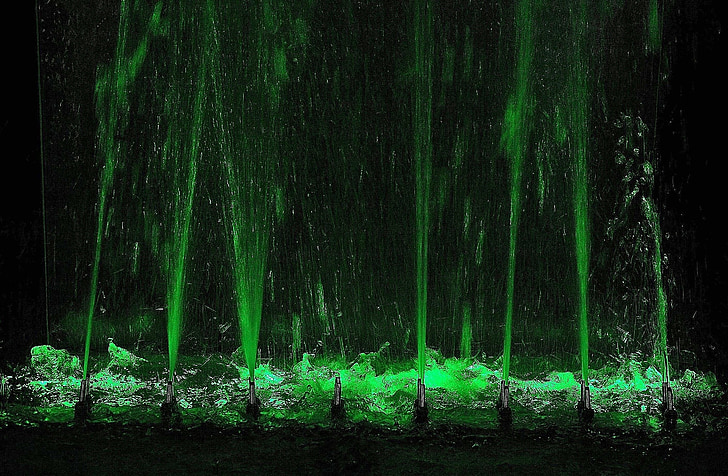 water fountain with green LED light