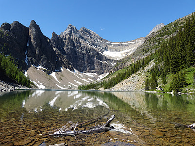 photo of body of water near mountain during daytime