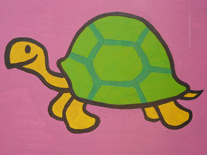 green and yellow turtle artwork