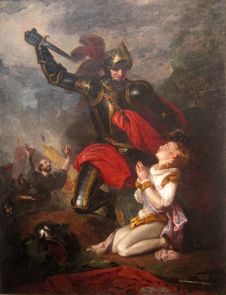 painting of soldier holding sword