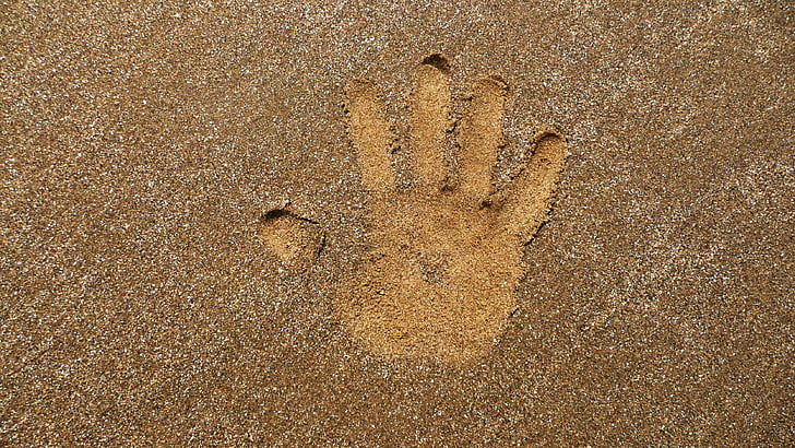 hand printed on sand