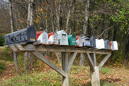 assorted-colored mailboxes
