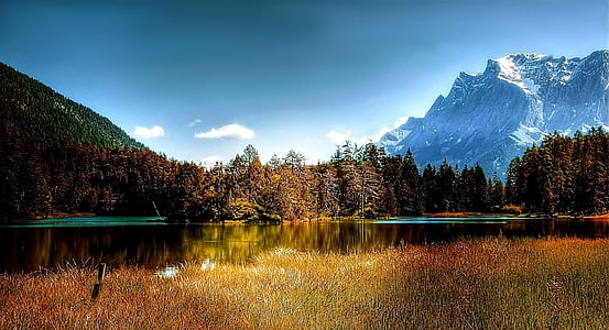panoramic photography of body of water near mountain