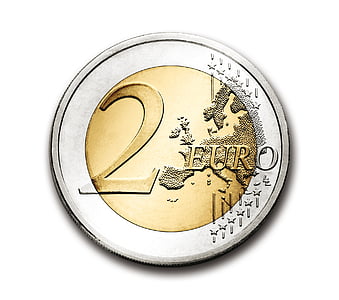 round silver-colored and gold-colored 2 Euro coin