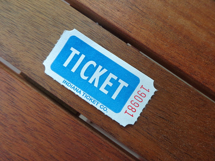 white and blue Indiana ticket