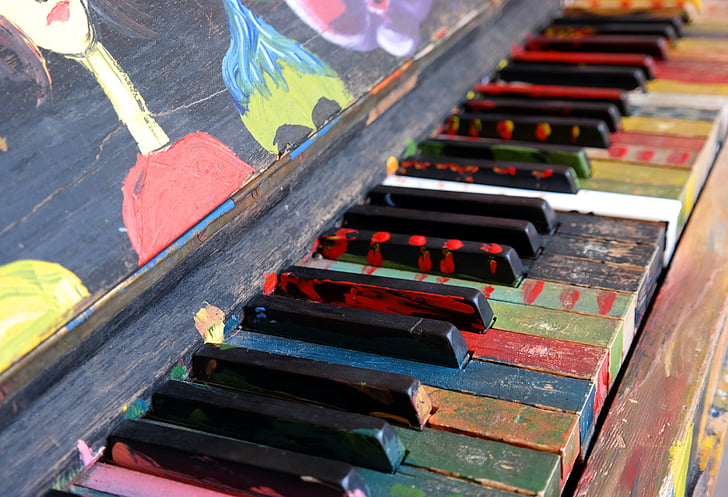 multicolored piano keys