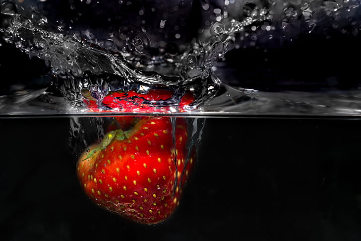 strawberry under water