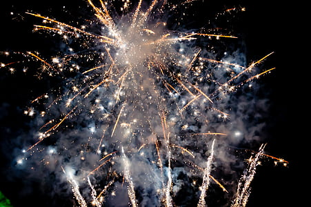 brown and white aerial fireworks photography during night time