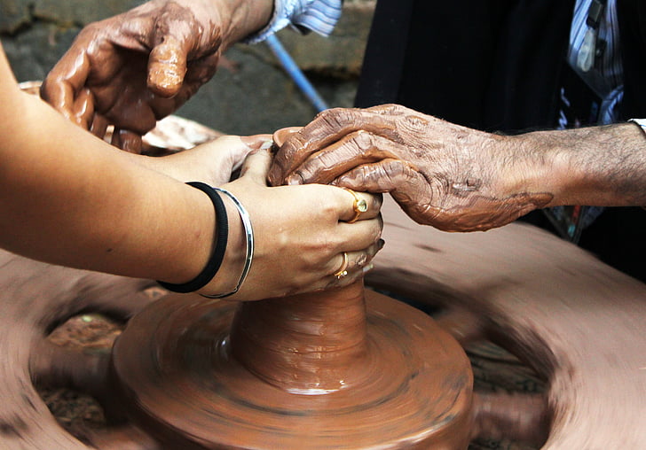 pottery, potter, learning, hands, close, close-up