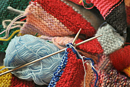 red, white, and blue yarns