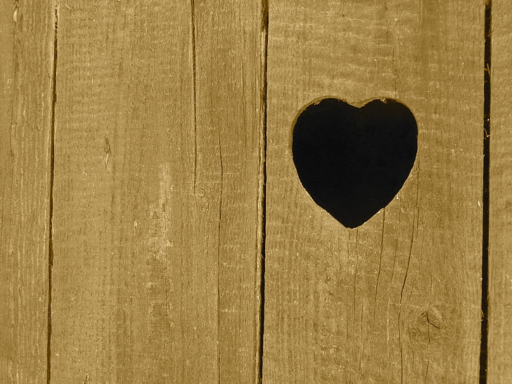 wood plank with heart cutout