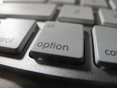 macro photography of computer keyboard option button