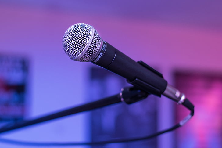 selective focus of a dynamic microphone with stand