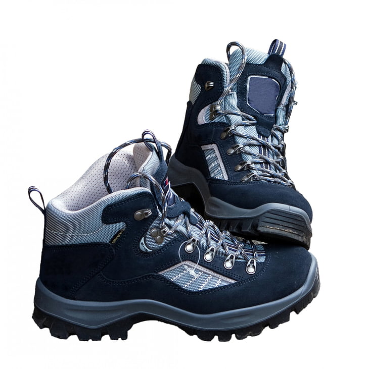 pair of gray-and-black hiking boots