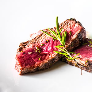 medium rare steak serving on plate