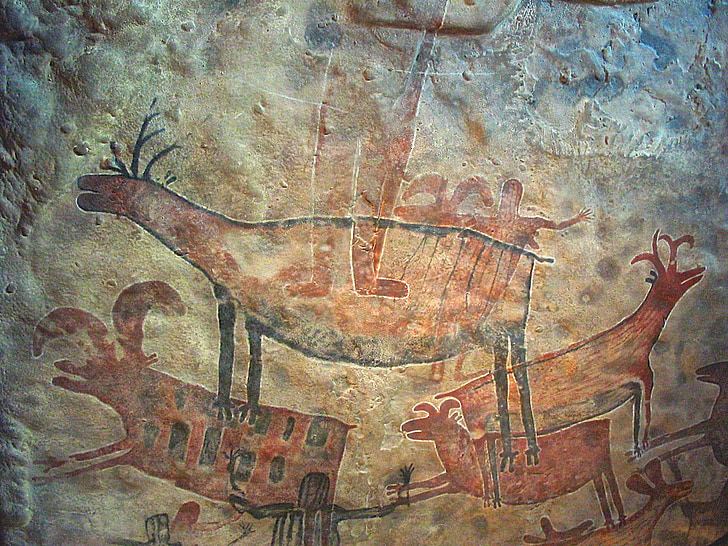 brown cave painting