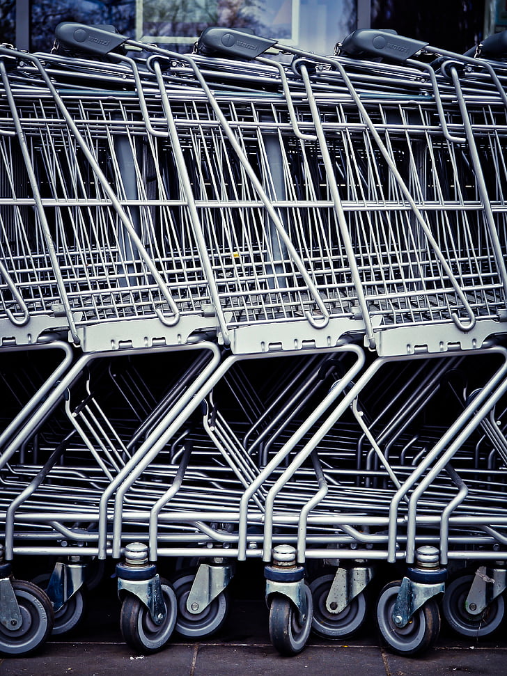 silver shopping cart lot
