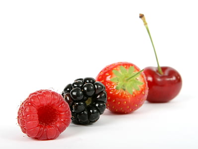 raspberry, blackberry, strawberry, and cherry fruits