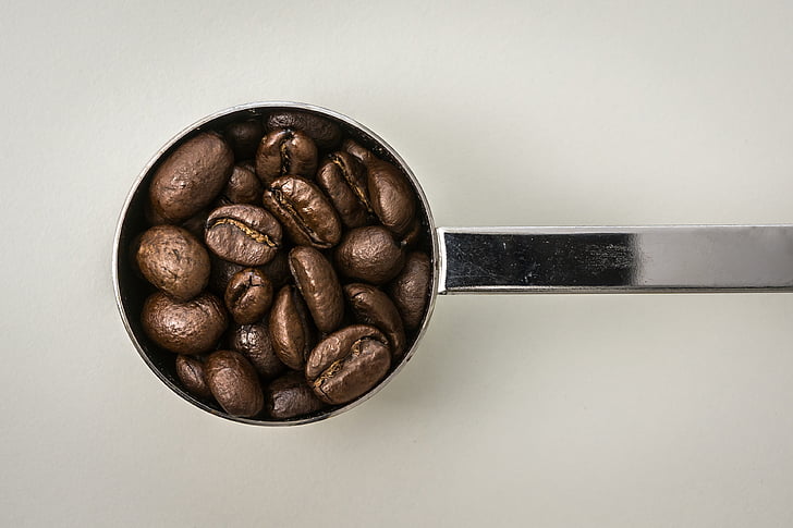 coffee bean on coffee ladle