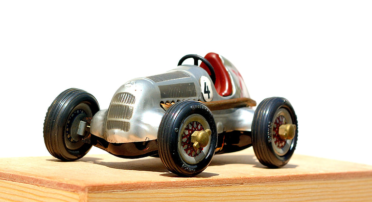 silver F1 car toy