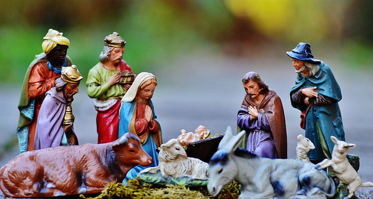shallow focus photography of the nativity decor