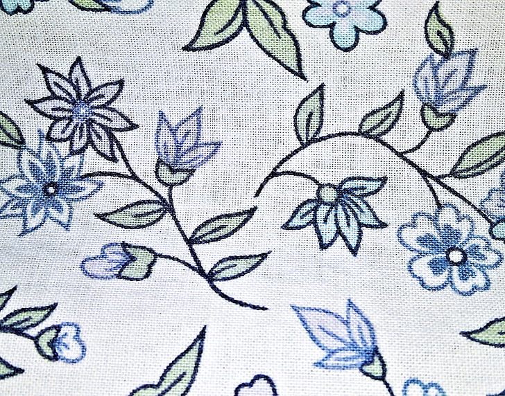 blue and green floral textile