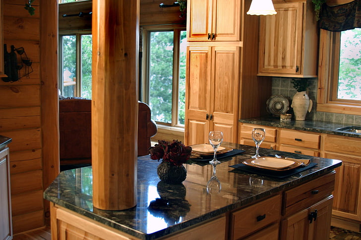 photo of wine bottle on kitchen island