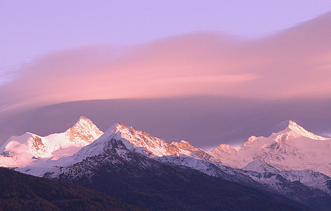 view of snow-covered mountain summits
