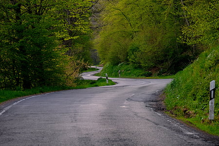landscape photography of zigzag road