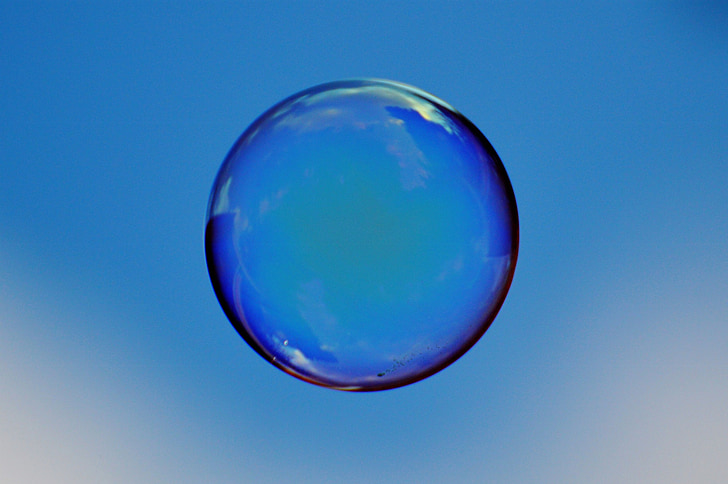 photography of blue bubble