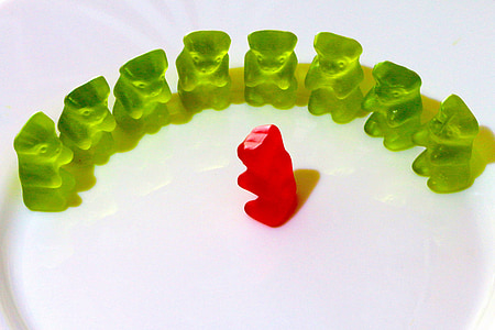 red and green gummy bear lot