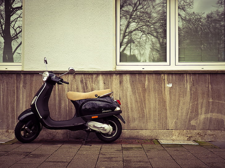 black motor scooter
