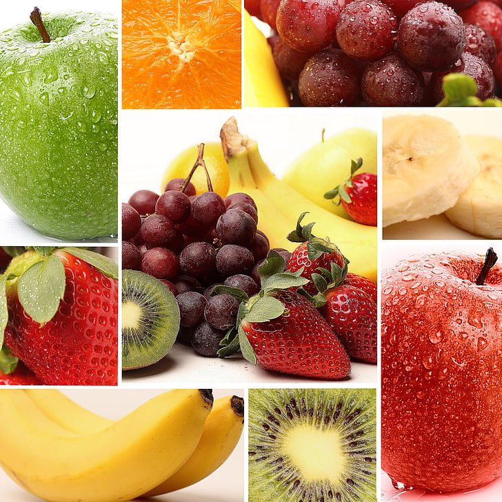 variety of fruits collage