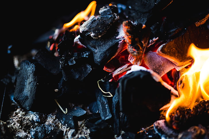 closeup photography of flaming charcoal