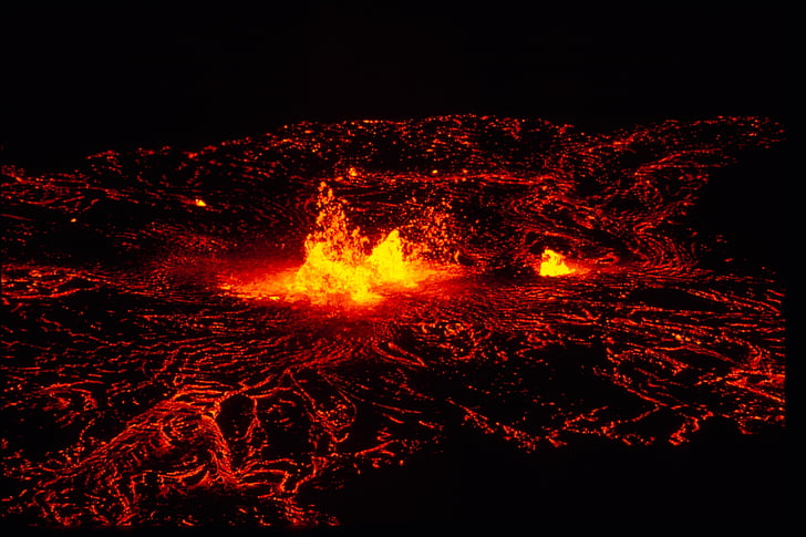 photo of lava on volcanic crate