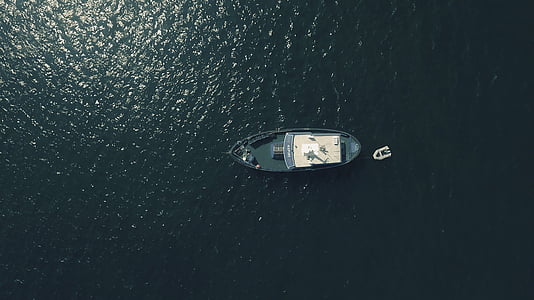 aerial photo of gray ship