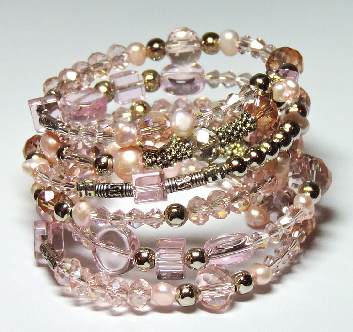 beaded pink and white bracelets