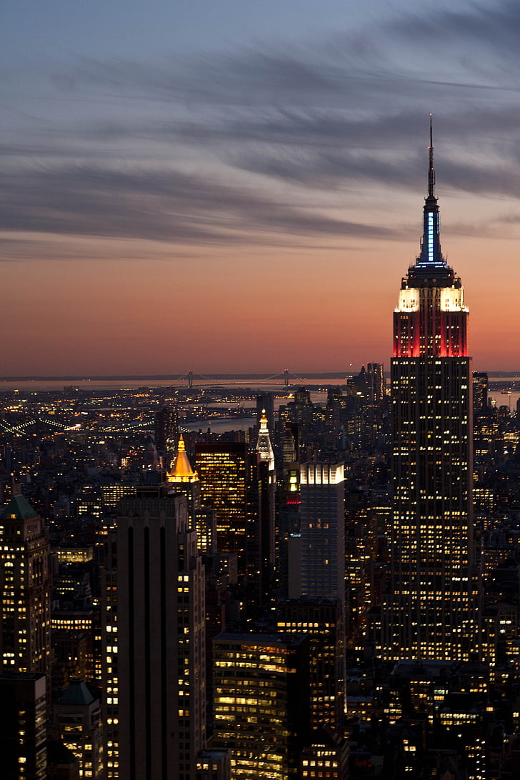 birds'eye photography of lighted city buildings during golden hours