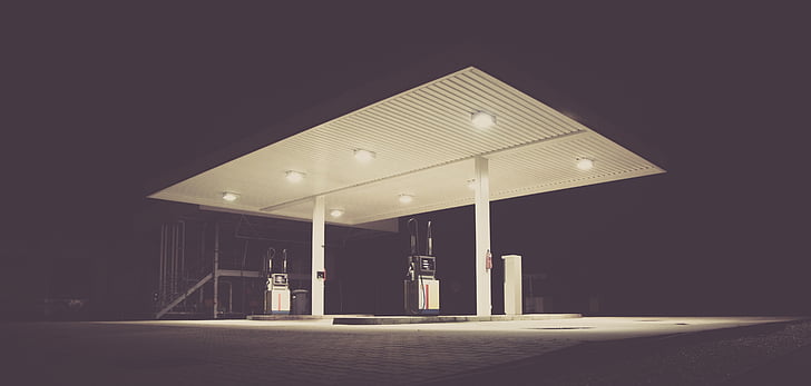 white and gray gas station