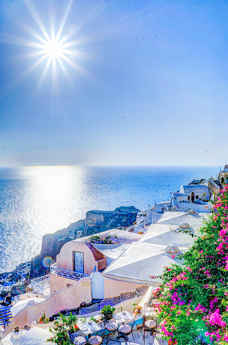 top view of Santorini, Greece