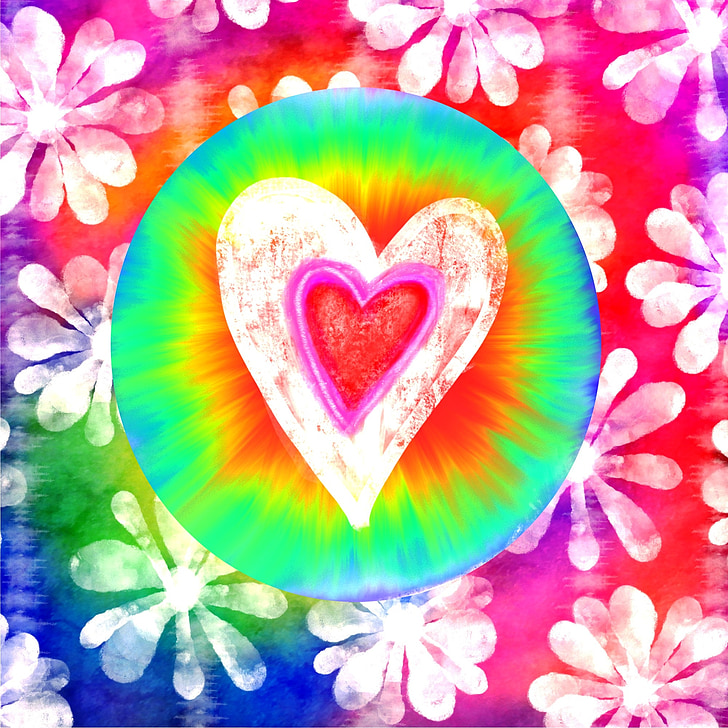 Hippie Hippielove Love Heart Tiedye Picture Free - Hippie Tie Dye