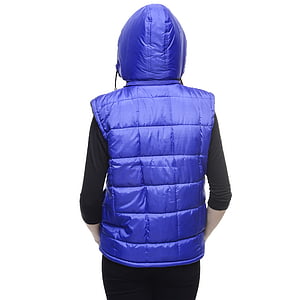 blue windbreaker hooded vest