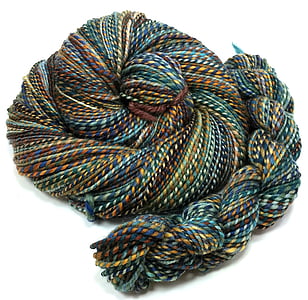 blue, brown, and grey braided textile
