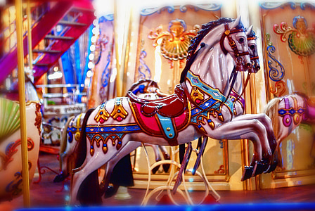 multicolored ceramic horse carousel