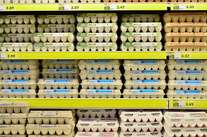 piled of egg tray on rack