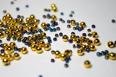 gold and blue beads