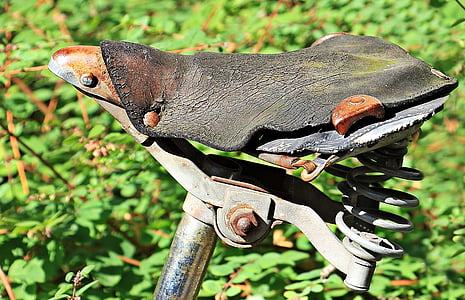 black leather bicycle saddle