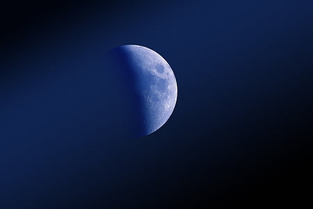 low angle photography of half moon