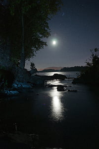full moon across body of water