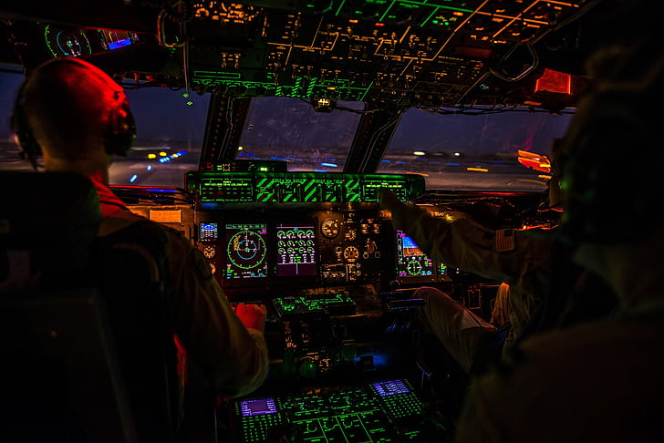 photography of plane control room
